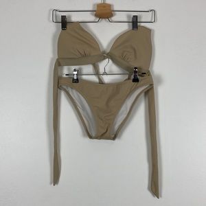 Victoria’s Secret women’s tan 2 piece double tie back swimsuit Size Medium